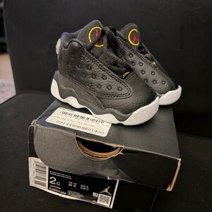 Infant Jordan 13 Retro Black Sneakers with White Sole